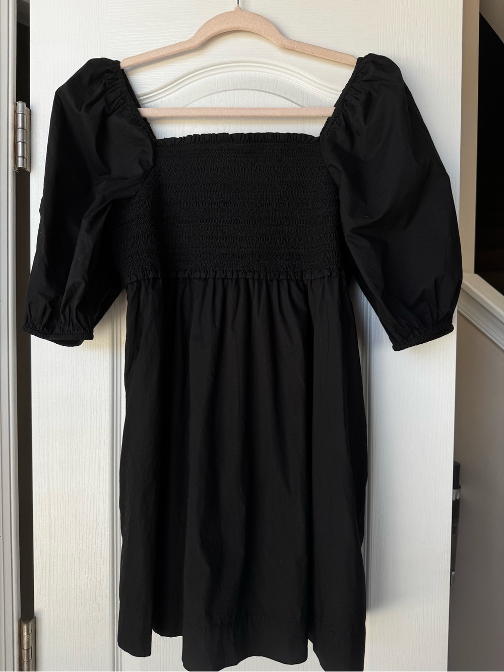 American Eagle Outfitters Black Mini Dress with Puff Sleeves